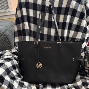 Michael Kors Black Tote with Gold Accents
